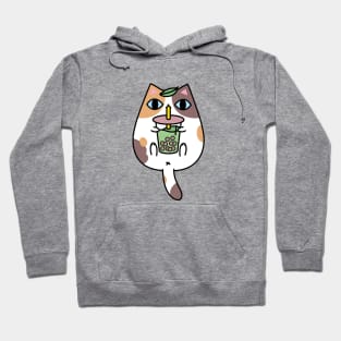 Calico Cat Drinking Bubble Tea Hoodie